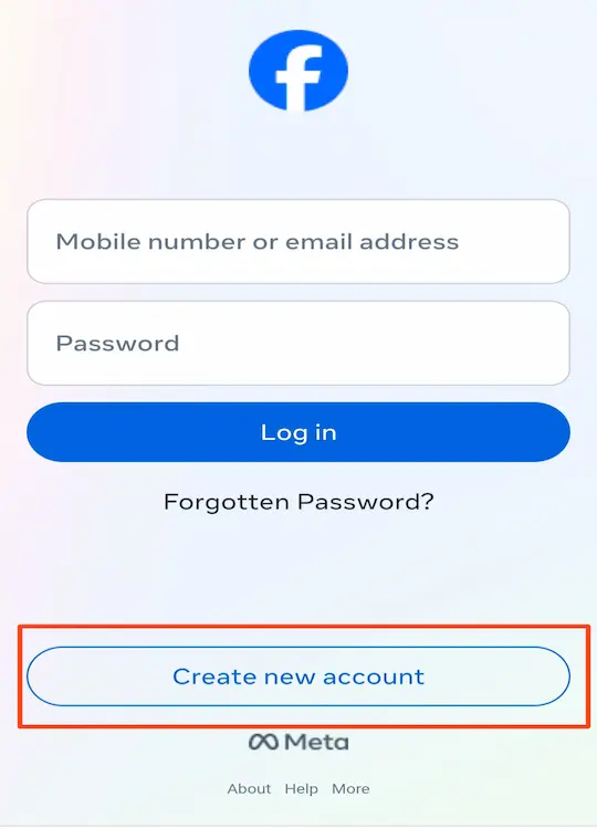 Create New Account पर क्लिक करें