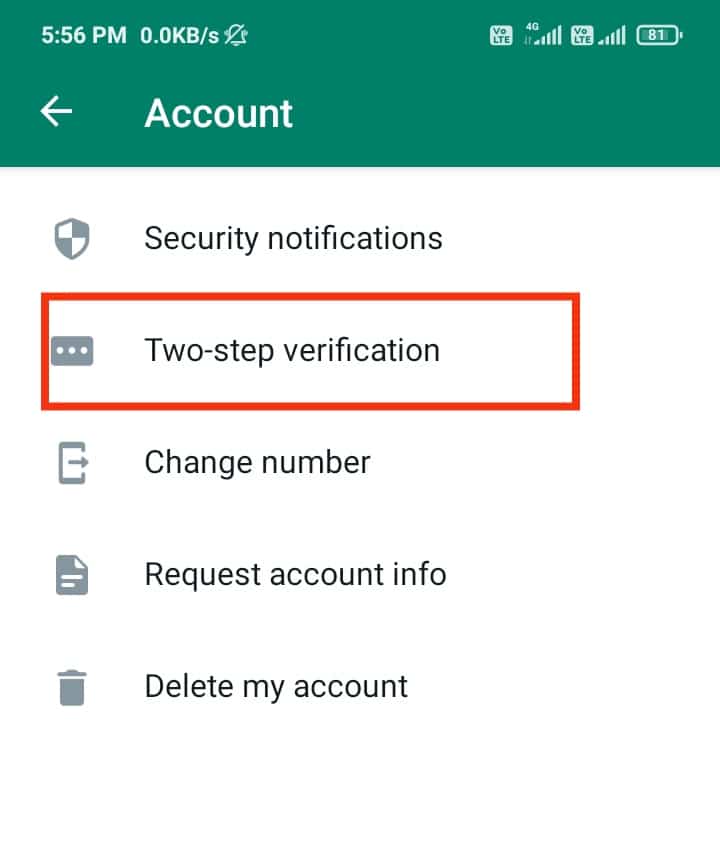 WhatsApp me Tow Step Verification Lock set kaise kare