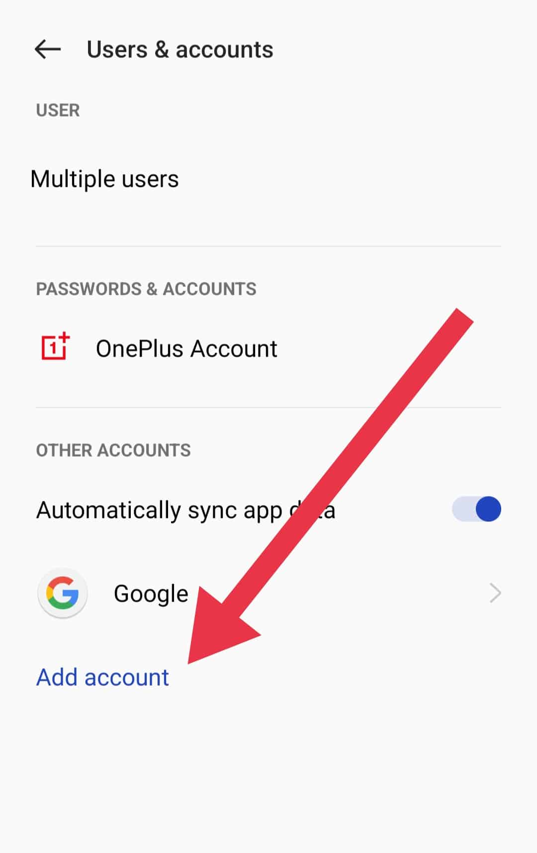 add Google account