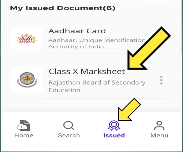 class X marksheet par click kare, pdf format me download karne ke liye