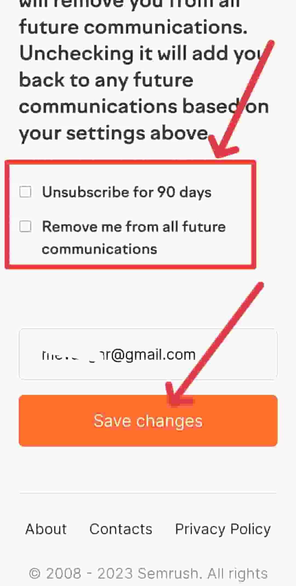 image, unsubscribe ke liye options select kare