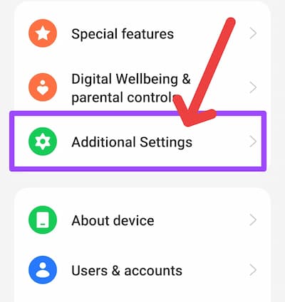 additional settings me jana hai