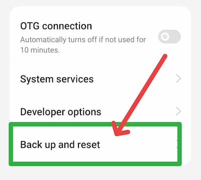 Back up and Rest के option पर क्लिक करें