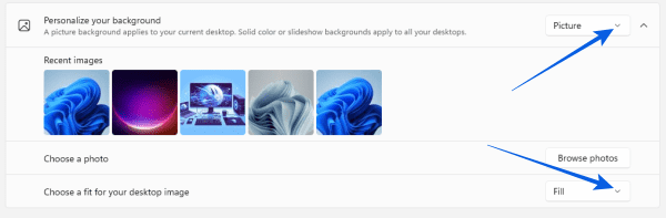 Choose a fit for your desktop image
