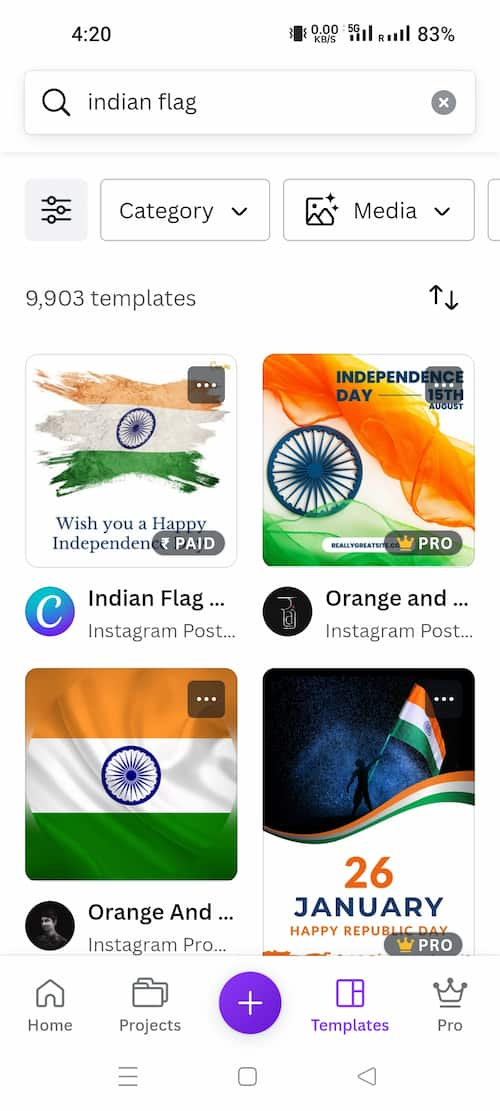 Conva App editor से भारतीय झण्डे की फ़ोटो बनाए