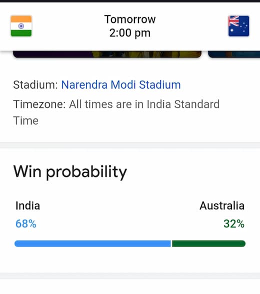 Win probability today match