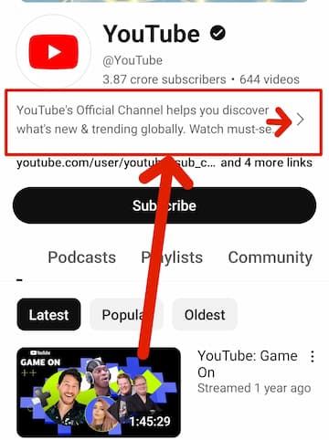 YouTube में About section कैसे देखे?