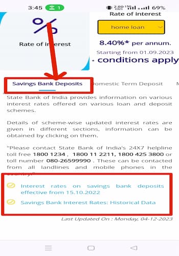 Savings Bank Deposits को सेलेक्ट करें