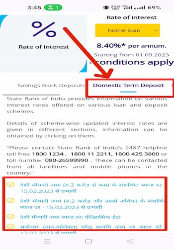 Domestic Term Deposits वाला ऑप्शन को सेलेक्ट करें