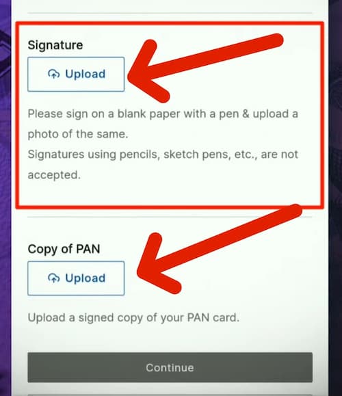 signature aur pen card copy upload Karen
