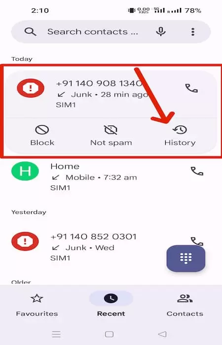 single number call history delete kaise kare