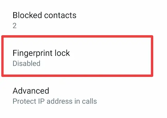 fingerprint lock पर जाए