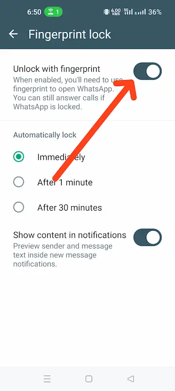 व्हाट्सएप पर फिंगरप्रिंट लॉक कैसे हटाए?