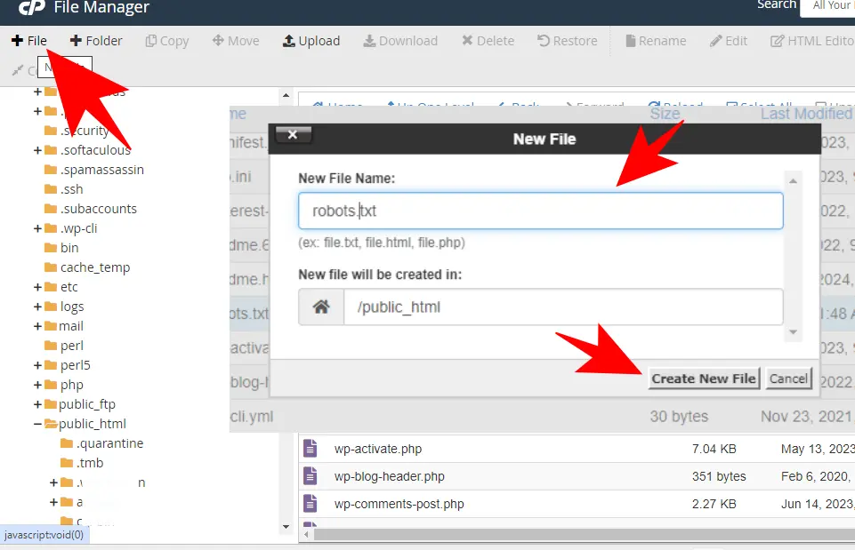 create new robot.Txt file