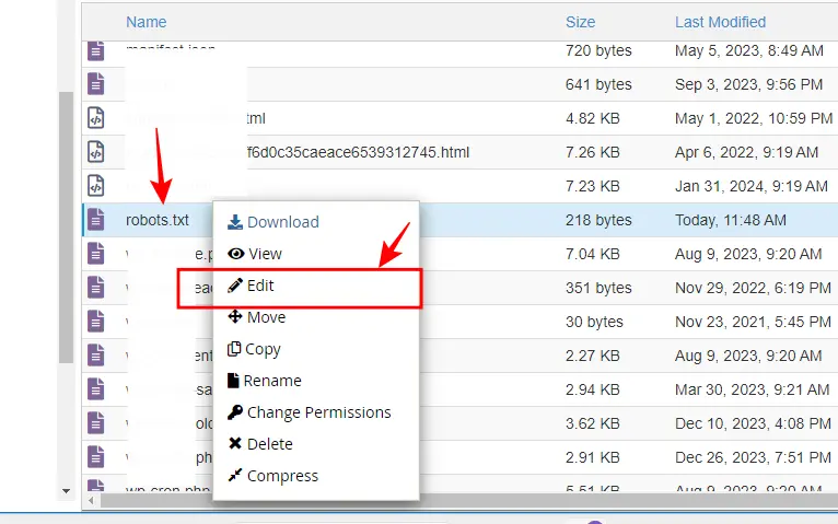  robots.txt file अपलोड करना 