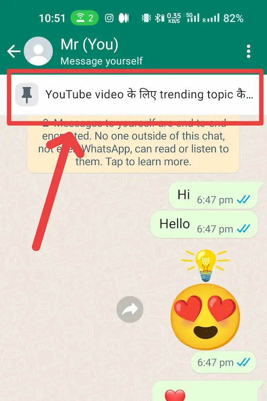 WhatsApp pin to highlight massage