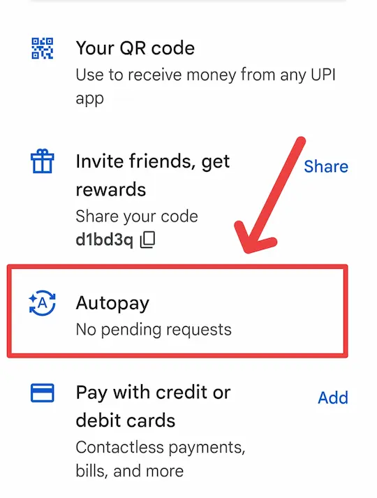 Autopay सेटिंग पर जाए 