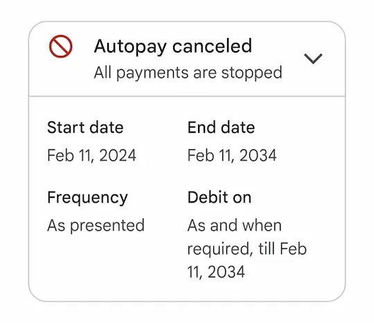 Autopay successfully cancelled