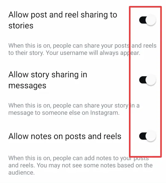 Allow post and reel sharing to stories