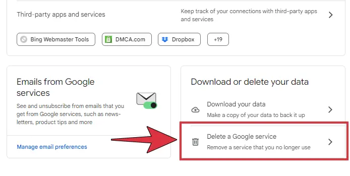 delete a Google service