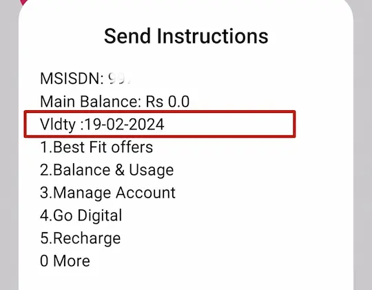 SIM service validity 