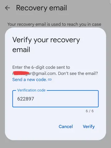 Verify your recovery email