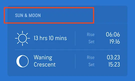 Checking sunrise and sunset