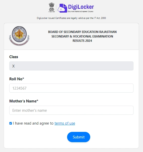 check 10th board exam result from Digilocker