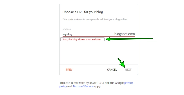 blog kaise banaye (step 5) blog URL ki availbility dekhna 