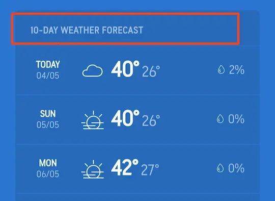10 day Weather Forecast