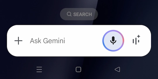 Ask Gemini का वॉयस सर्च विकल्प दिखाने वाला स्क्रीनशॉट