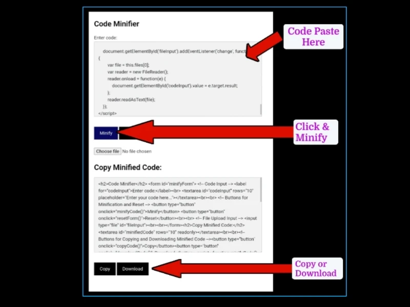 How to use Minifier tool