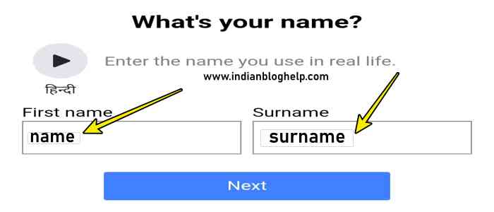 enter your name and surname