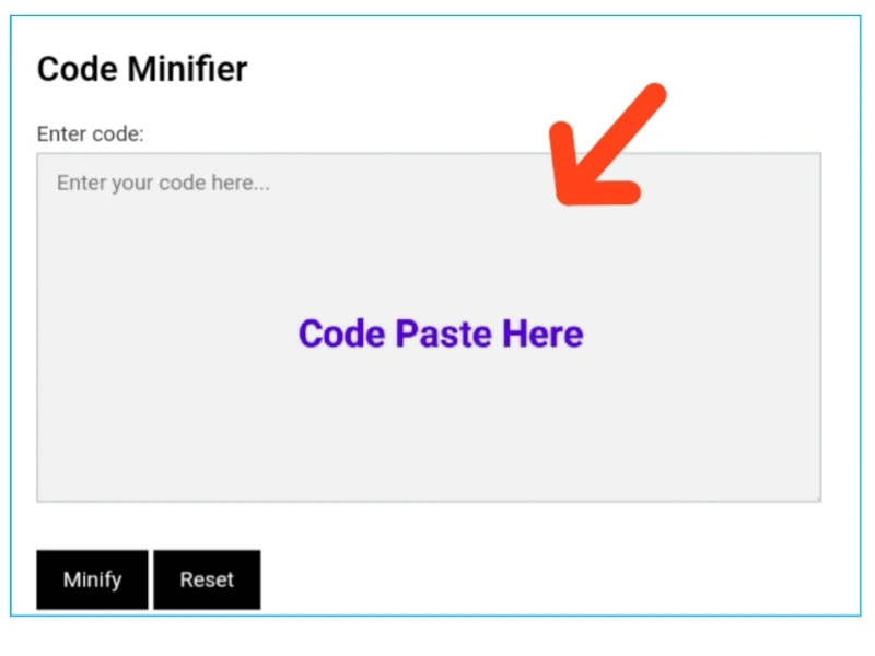 paste code Here for minify