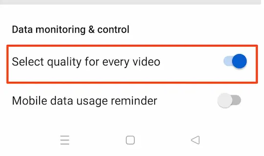 select quality for every video