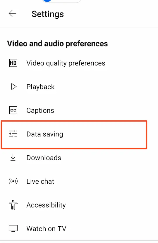 YouTube per data saving ki setting mein jana