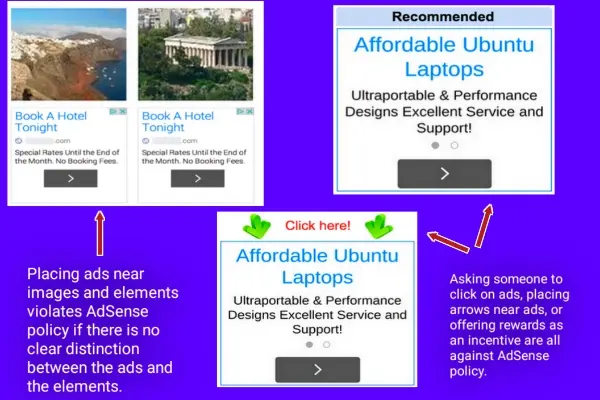 wrong placement ads effect AdSense account
