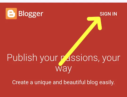 Blogger me Sign in karna