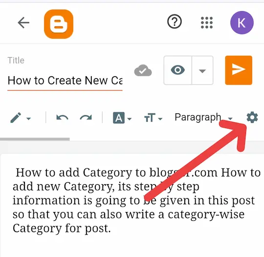 blogger par new post me category banana