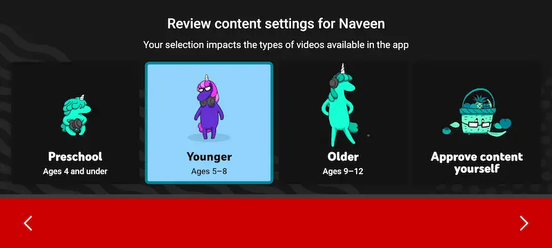 YouTube kids me content setting