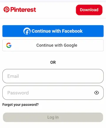 Pinterest GIF को गैलरी में कैसे सेव करें? जानें आसान तरीका 2 Pinterest Login karne ka option