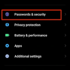 password and security setting mein jaaye