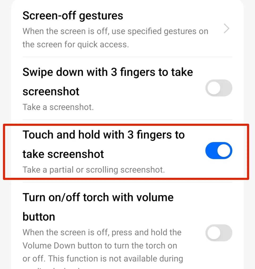 OnePlus mobile में स्क्रीनशॉट कैसे लें? 4 अलग-अलग तरीके 6 OnePlus मोबाइल में 'Touch and hold for screenshot' विकल्प को ऑन करें।