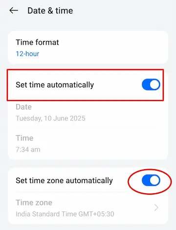 अभी टाइम क्या हुआ है? देखें Live घड़ी में! 8 set time automatically option ko on karna