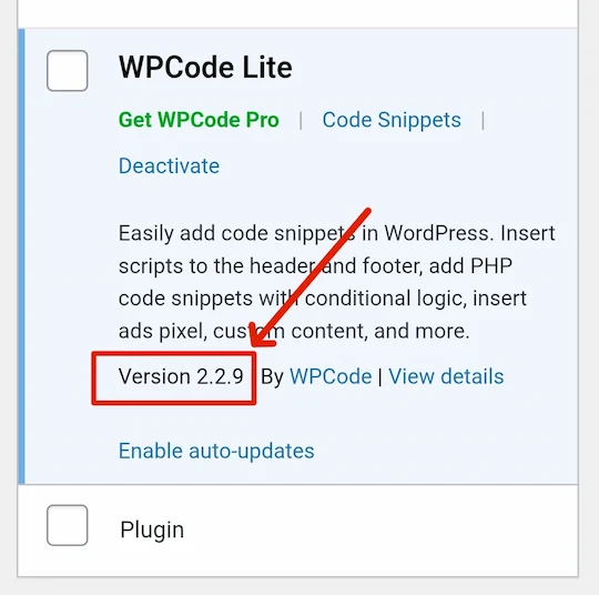 WordPress Plugin का Version कैसे चेक करें? 4 Installed Plugin के नीचे उसका Version दिखाया गया है।