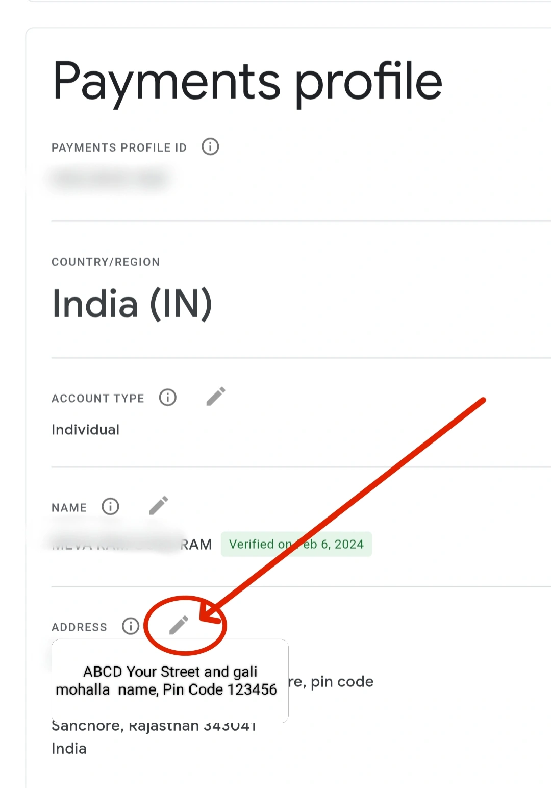 AdSense Me Address Kaise Dale? स्टेप बाय स्टेप जानकारी हिंदी में 7 Yah image darshata hai ki AdSense me address bharane ke liye adress option per kaise click karte Hain