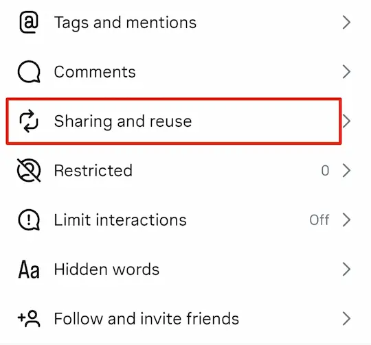 Instagram Repost Feature क्या है? | जानिए नए फीचर का इस्तेमाल Step-by-Step 11 sharing and reuse setting