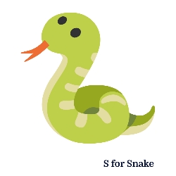 A for Apple से Z for Zebra तक – बच्चों के लिए A to Z Alphabets Chart with Pictures 24 S for Snake