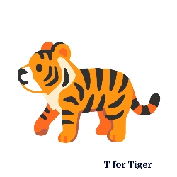 A for Apple से Z for Zebra तक – बच्चों के लिए A to Z Alphabets Chart with Pictures 25 T for Tiger