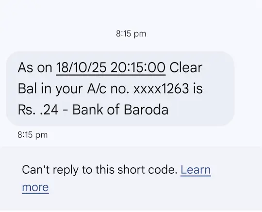 सिर्फ एक मिस्ड कॉल या SMS से Bank of Baroda का बैलेंस कैसे चेक करें? 6 Bank of Baroda ka balance Dikhai de raha hai SMS me